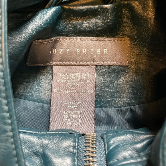 Suzy Shier Blue Leather Jacket - Picture 1 of 3